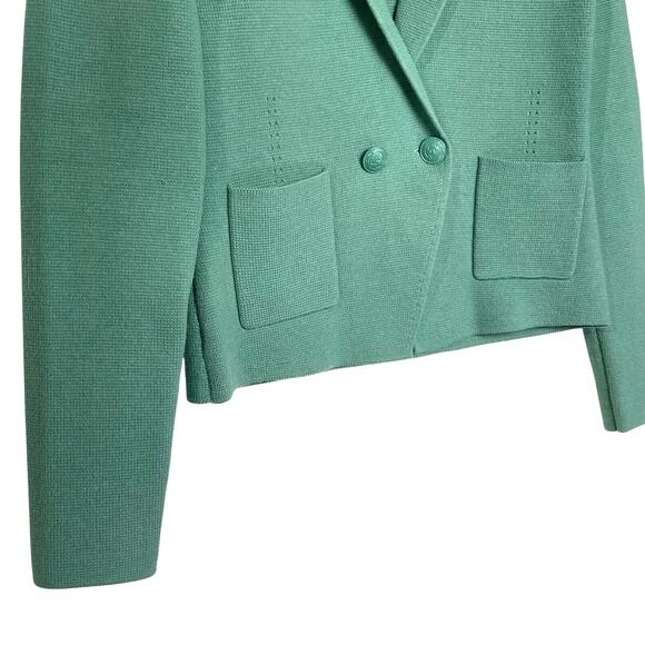 L’AGENCE Women’s Sophia Knit Pocket front Double Button Blazer Green - Picture 4 of 8